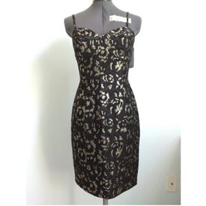 NWT Tracy Reese Black and Metallic Brocade Cocktail Dress Size S